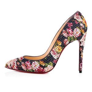 Christian Louboutin PIGALLE FOLLIES Quilted Floral Tissu Heels Pumps Shoes